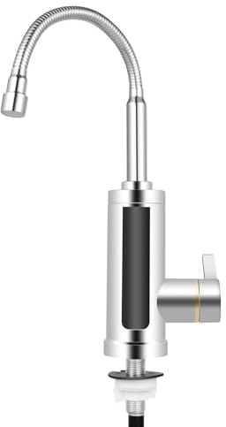 Qussse Robinet électrique 3 kW avec chauffe-eau instantané et affichage de la température LED et rotatif à 360 ° pour salle de bain et cuisine