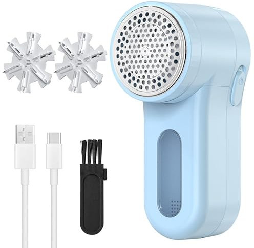 Levapelucchi per vestiti, levapelucchi elettrico da 3 W, levapelucchi per tessuti ricaricabile con 2 testine di rasatura, togli pelucchi elettrico per maglioni, coperte, tappeti, pallini, divani