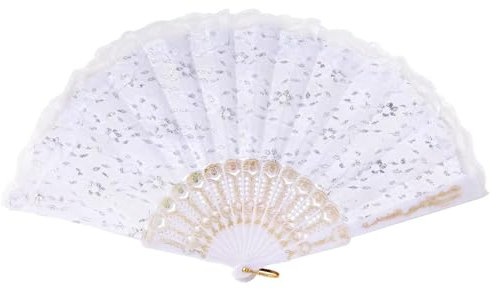Hand Fan Folding Peacock Pattern Vintage Bamboo Silk Fan Chinese Hand Hans for Women Folding Lace Spanish Fans Handheld Fan Folding Decorative Hand Fans for Dancing Wedding Party Retro Fabric Fan
