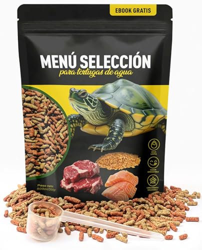 AF® - 800 ml Wasserschildkröten Futter, 200 g Schildkröten Futter | Menümischung mit natürlichen Zutaten + Essentiellen Vitaminen + Ebook + Messbecher