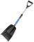 Schneeschaufel 85 x 21,5 cm mit ergonomischem Aluminium-Stiel und D-Griff Schneeschieber Schneeschippe Schneeschüppe Schneeräumer ergonomisch Spatengriff Schildschaufel Alu-Kante ABS (Blau)