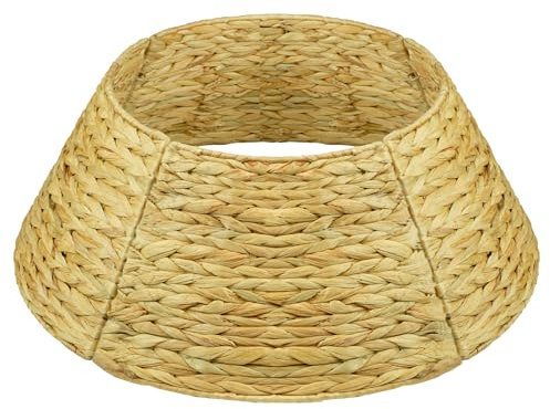 Truevaste Rattan Weihnachtsbaumrock Ø 60 cm, 4 Teile Abdeckung für den Christbaum Ständer Abnehmbar, Weihnachtsbaum Kragen Tannenbaum Rock, Abdeckung für Christbaumständer Korb