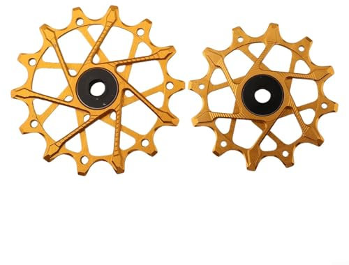 Hasaller 12T und 14T Schaltwerk Riemenscheibe, Fahrrad Schaltwerk Riemenscheibe Rad Kit mit 7075 Aluminiumlegierung, Keramik Kugellager für Sram (Golden 12T und 14T)
