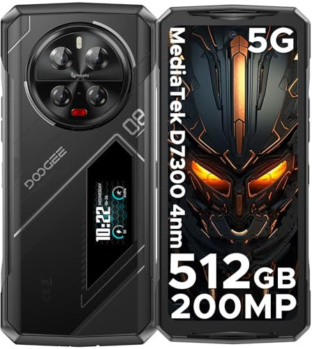DOOGEE V40 Pro Telephone Portable Incassable 5G 4nm D7300,36GB+512GB/2TB,Ecran Arrière 1,47,200MP+32MP,Android 14,6.78”+120Hz Smartphone Incassable,33W/8680mAh Téléphone WiFi6/NFC/DDR5/Face ID/OTG