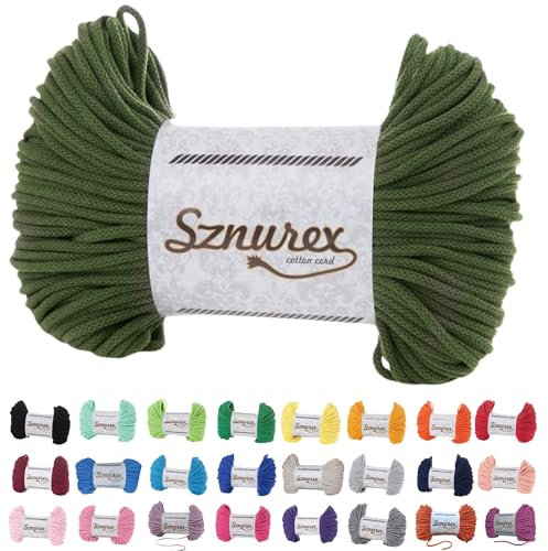 Makramee Garn 5mm x 100m Baumwollschnur Perfekt für DIY, Garn für Makramee-Schnur über 50 Farben Oeko-TEX Zertifiziert - Baumwollkordel, Baumwollgarn mit Polyesterkern