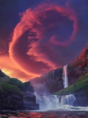 5D Diamond Painting Groß XXL Fallen 100x135cm, DIY Diamant Painting Bilder Landschaft Diamond Painting Erwachsene, Basteln Erwachsene Kunst Malerei, Wand Deko Wohnzimmer, Geschenke für Frauen Z-184