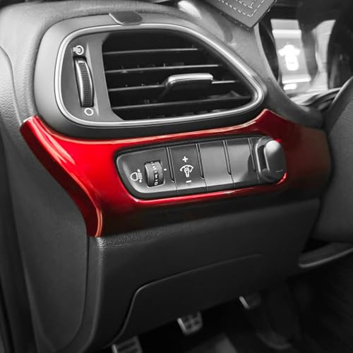 FUEISOF Für Hyundai I30 /I30N-Line 2017-2025 Scheinwerfer Schalter Taste Abdeckung Auto Scheinwerferschalter Aufkleber Cover (Rot)