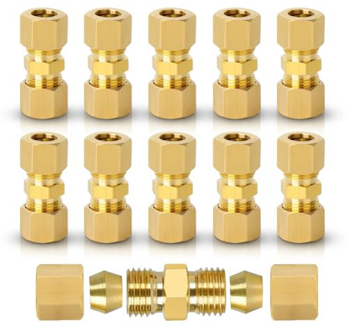 10 Stück Bremsleitungsverbinder, 4,75mm Bremsleitungs Verbinder, für Bremsleitung ohne zu bördeln Verbinder, Bremsleitungsverbinder Ohne Bördeln, Bremsleitung Verbinders 3/16, für die Bremsleitungen