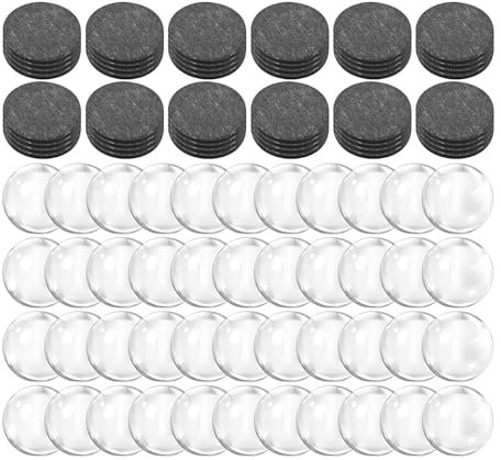 48pcs Glascabochons Und Runde Bastelmagnete Mit Kleber Rückenleichter Kühlschrankmagnete Und Klaren Glascabochons