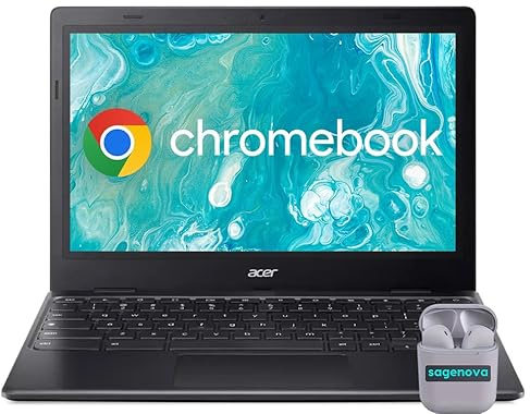 acer Chromebook 311 Ordinateur portable 11,6 pour les entreprises et les étudiants, Chrome OS, 4 Go de RAM, 64 Go eMMC, processeur Intel Celeron N4500, écouteurs SageNova, noir étoile