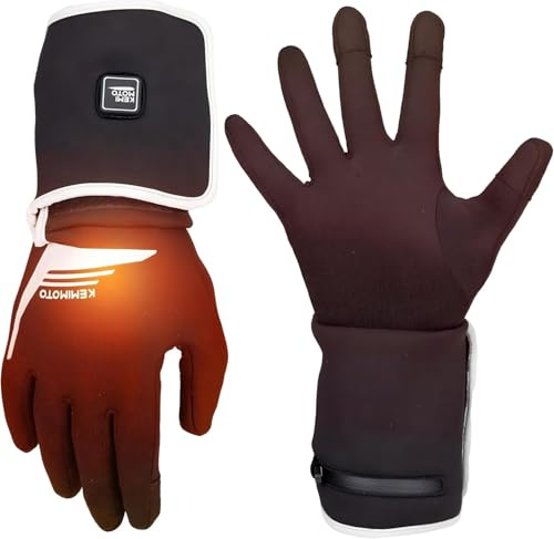 KEMIMOTO Beheizbare Handschuhe Herren Damen, 3 Heizstufen Dünne Thermohandschuhe Innenhandschuhe für 0°C~5°C, Warm Elektrische Handschuhe für Fahrrad Motorrad Skifahren Winter Handwärmer Handwärmer