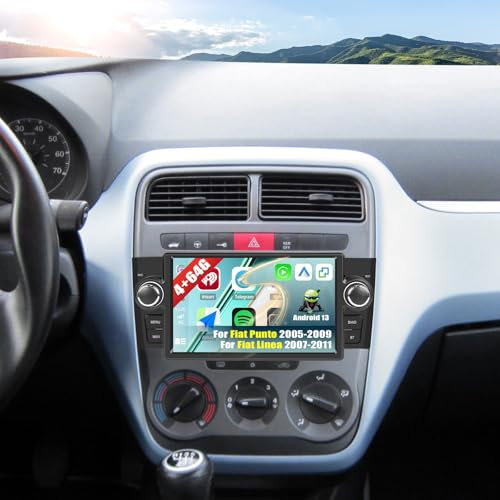 CAMECHO [4G+64G] Android 13 Autoradio per Fiat Punto 2005-2009/Fiat Linea 2007-2011 con Wireless Carplay Navi, 7 Pollici Stereo 2 Din con DSP Bluetooth 5.0 WiFi Android Auto Mirror Link 32EQ+Canbus