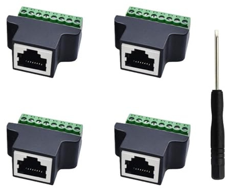 PENGLIN 4PCS RJ45 Female to 8 Pins Screw Terminal Adapter | for Cat7 Cat6 Cat5 Ethernet LAN Network Extender,RJ45 8P8C Socket to 8 Pins Socket Coupler