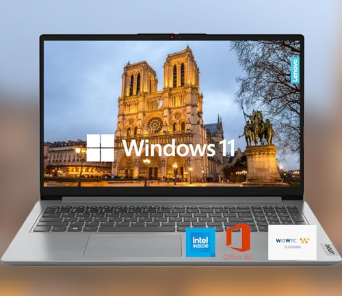 Lenovo 15.6 HD IdeaPad Anti-Glare Screen w/ 1 Year Microsoft 365, 128GB SSD, 8GB RAM, Windows 11 Home, WiFi 6, HDMI, USB-C, Intel Processor, SD Card Reader, Up to 9.5 Hours Battery Life, w/WOWPC USB
