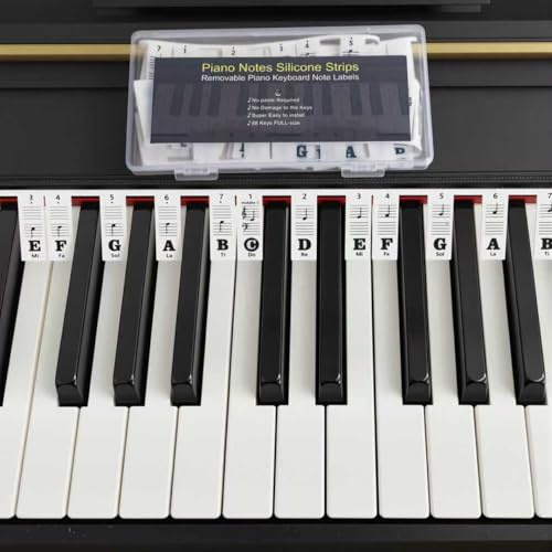 Piano Guide for Beginners Removable Piano Keyboard Sheet Music Labels | Made of silicone, no stickers required, reusable and comes with box, for all 88/61/54/49/37 keys