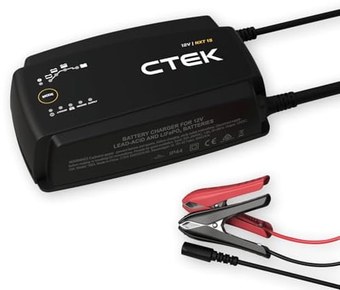 CTEK NXT 15 Cargador de baterías de 12 V, 15 A, Compatible con Litio, Modos de reacondicionamiento y alimentación, Mantenimiento de baterías para automóviles, embarcaciones y vehículos recreativos.