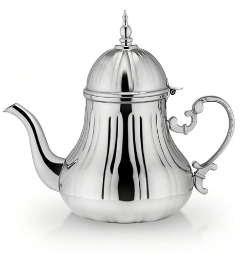 Teiera marocchina 1,4 l, stile arabo, acciaio inossidabile, marocchino, tradizionale, stile religioso Teapot(argento)