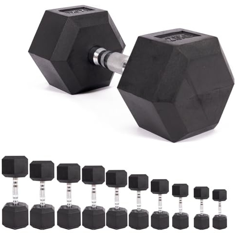 Hexagon Hantel Kurzhantel Hex Hanteln gummiert 2/3/4/5/7,5/10/12,5/15/17,5/20kg mit rutschfestem Griff und Anti Roll Design, ideal für Home Gym, Krafttraining, Crossfit und Fitness 1 x 7.5kg