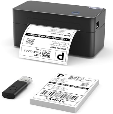 BORN4SHIP 4x6 USB DHL Etikettendrucker,Thermodrucker Etikettendrucker kompatibel mit Etsy, Amazon, Labeldrucker geeignet für kleinen Versand Pakete (Nur USB-Verbindung)