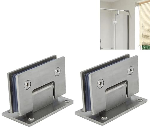 2 Bisagras Puerta Cristal Acero Inoxidable 304 Ángulo 90° Para Baño | Cierre Automático Silencioso Compatible Vidrio Templado 8-12mm Resistente Humedad