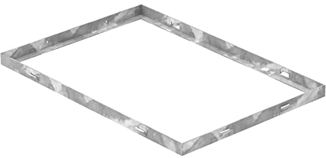 Fenau - Gitterrost-Zarge 350 x 500 x 23 mm für Rosthöhe von 20 mm, verzinkt – mit Aussparung für Maueranker - Passend für Baunorm-Rost: Fenau 340 x 490 x 20 mm