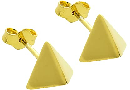 in Gold getaucht Sterlingsilber Goldene Pyramide Ohrstecker
