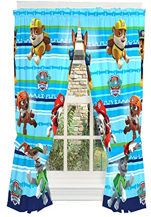 Nickelodeon Paw Patrol Kinderzimmer Fenstervorhang mit Raffhaltern, Blau, 208,3 x 160 cm