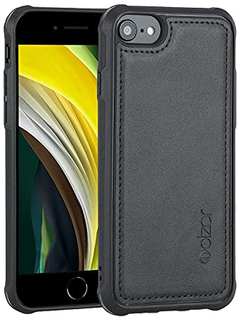 Molzar MAG Series for iPhone SE 2022/SE 2020/8/7/6s/6 Case, Built-in Metal Plate for Magnetic Mount, Works with Qi-certified Chargers, Compatible with iPhone SE3/SE2/8/7/6s/6, Black
