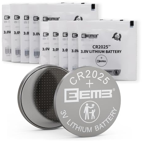 EEMB 10 Pack Batterie knopfzellen CR2025 batterien 3V Lithium Knopfzellen CR 2025 Batterien für Schlüsselanhänger, Taschenrechner, Münzzähler, Uhren, Herzfrequenzmesser, Blutzuckermessgeräte und mehr