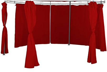 Linder Seitenteile für Pavillon rund Ø3,5m 6er Set Polyester beige rot grau Taupe, Farbe:Burgundrot