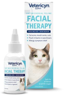 Vetericyn Plus Feline Facial Therapy | Healing Aid and Skin Repair for Different Cat First Aid Needs, Including Cat Acne, Cat Ear and Eye Problems. 2 Ounces