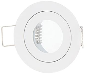 LED-Line IP44 Einbaustrahler Set GU4 MR11 Leuchte Spot Einbaurahmen Wasserdicht Lampe Rund Weiß aus Aluminium mit GU5.3 Fassung 3W Leuchtmittel Kaltweiß