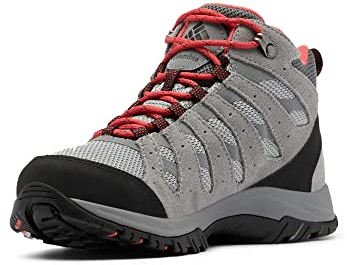 Columbia Redmond III Mid WP wasserdichte Wanderstiefel für Damen, Grau (Steam x Red Coral), 37 EU