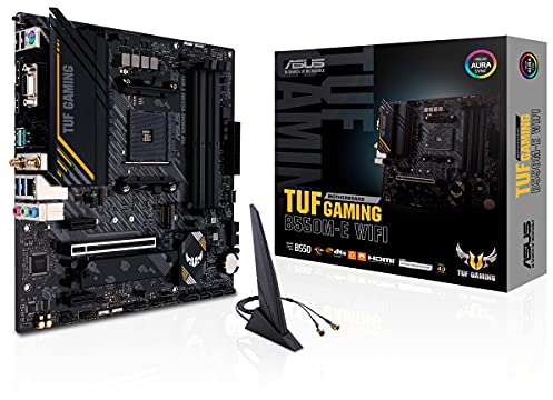 ASUS TUF Gaming B550M-E WiFi - Placa Base Micro-ATX AMD B550 Ryzen AM4, PCIe 4.0, M.2, Wi-Fi 6, SATA 6 Gbps, USB 3.2 Gen. 2 Tipo A y USB 3.2 Gen. 1 Tipo C, BIOS Flashback, Aura Sync RGB