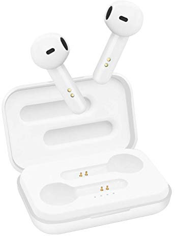 Humidex Handsfree Wireless Bluetooth 5.1 Earbuds Headphones Charging Case Stereo Sound- Interchangeable buds, TWS Earbuds with built-in Microphone (White)