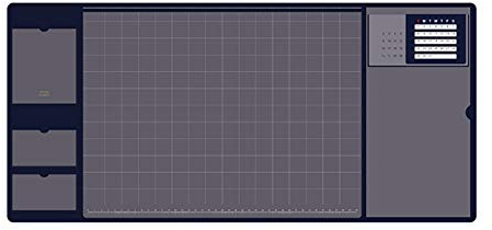 Retro Multifunktion Schreibtischunterlage wasserdicht PU Computertischmatte Mauspad mit Kalender, für Büro & Zuhause I Kalendarium 2021 2022 - Maße 32,8 x 70 (Blau)