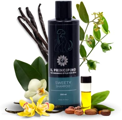 Shampo Cane Anallergico per cani con pelle sensibile - pelo morbido e luminoso, shampoo nutriente delicato, shampoo ideale per cani sensibili intolleranti 250ml (fragranza Vaniglia Sweety)