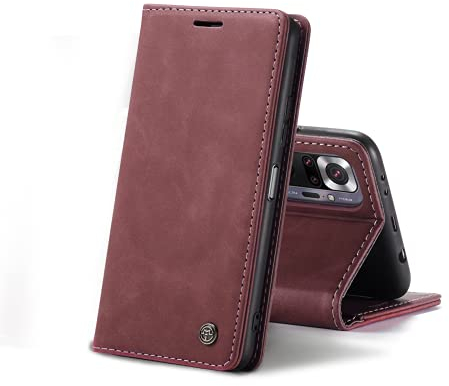Chocoyi Kompatibel mit Xiaomi Mi Note 10/10 Pro Hülle Leder,Magnetverschluss Premium PU Leder Flip Case,Standfunktion.-rot