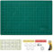 A3 Schneidematte Set (45cm x 30cm), Selbstheilende Schneideunterlage, Doppelseitig Rastern, Rollschneider, 5 x Ersatzklinge, 20 x Befestigungsclip, 40 x Quiltnadel und ein Lineal