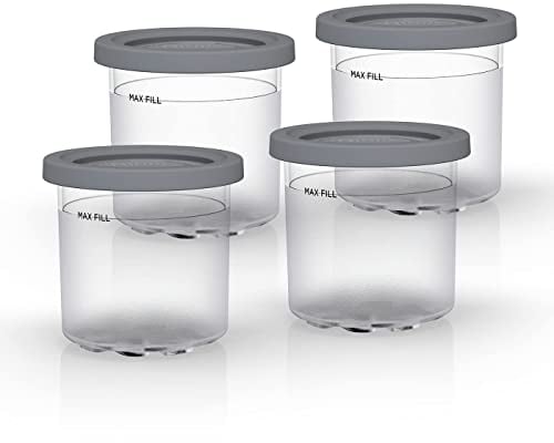 Ninja Dessert Tubs - Pack of 4 [XSK4PINTEUUK] Official Accessory Compatible with Ice Cream Maker NC300UK, Grey/Clear