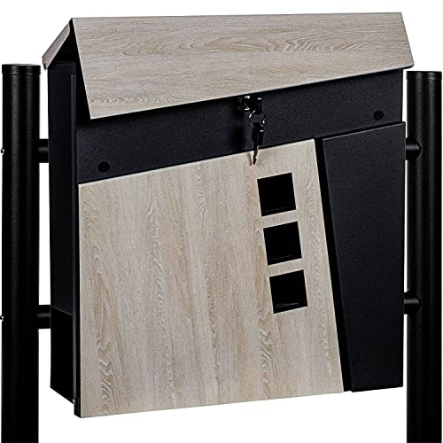 STILISTA Standbriefkasten, Holzoptik, Zeitungsfach, Farb- u. Modellwahl, Schwarz Lahti