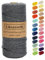 Likeecords Makramee-Schnur, 3 mm x 110 Yards, farbiges Makramee-Seil, Baumwollseil, Makramee-Garn, Bunte Baumwollschnur, zum Aufhängen von Pflanzen, zum Basteln, Stricken (dunkelgrau)