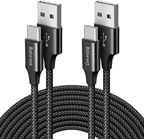 Baiwwa 3M Cable USB C, 2Pack Largo Cargador Tipo C Nylon Trenzado Carga Rápida Cabo USB-A a USB-C para Samsung Galaxy S10 S9 S8 S10e S20 S21 S22 Plus, A20e A40 A41 A50 A51 A52 A70 A71