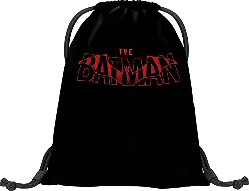 Baagl Turnbeutel - wasserdichte Schuhbeutel für Kinder, Jungen und Mädchen - Schule und Kindergarten Sportbeutel, Sportrucksack (Batman Red)