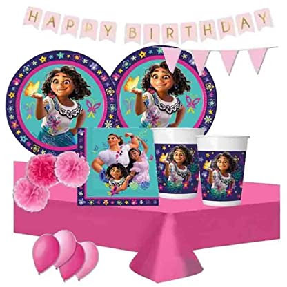 Kit n.46 tavola Encanto set compleanno per bimba bambina addobbi festa party Mirabel famiglia villaggio candela magica madrigal bruno