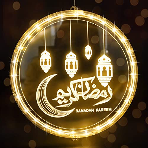 Abnaok Eid Ramadan Lichterkette,9.45 Zoll,Mubarak Home Lampe Dekorationen,LED Muslim Ramadan Lichter,Eid Ramadan Dekoratives Licht,Mond und Stern Islam Mubarak Dekoration f眉r Outdoor Indoor