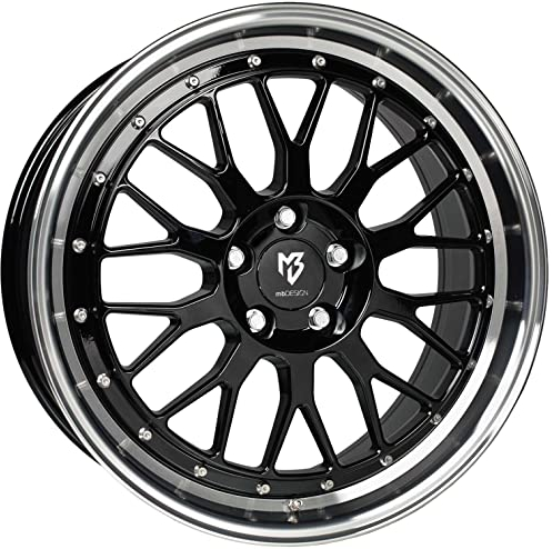 MB Design Felge LV1 7.5Jx18 ET45 5x112 Glanzschwarz poliert kompatibel mit Audi A3 A4 A6 Q2 TT