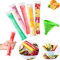 200 Pcs Sacs de Formes de Popsicle Sacs de Pops sans BPA avec un Entonnoir pour Yaourt Bonbons Crème Glacée Party Favors (5 x 22 cm)