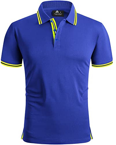 SPEEDRUN Polo Homme Manches Courtes d'été Casual Blanc Polos de Sport Golf Tennis Regular Fit T-Shirt Business Rayure