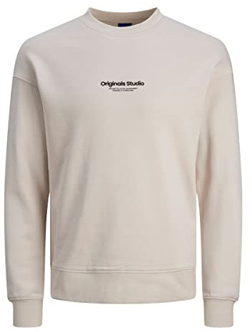 JACK&JONES Sweatshirt Weicher Langarm Pullover mit 3D Print Lockerer Rundhals Sweater JORVESTERBRO, Größe Pullover:XS,Farben:Sand